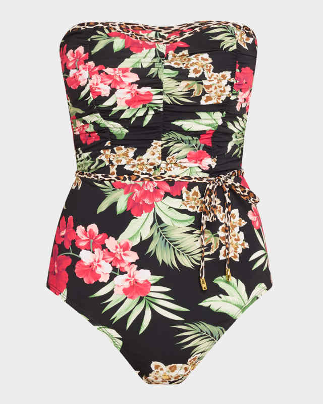 Lily Cat Shirred Bandeau One-Piece Swimsuit